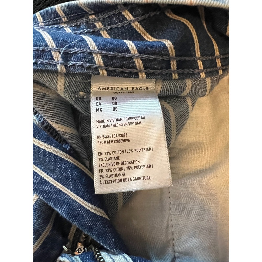 American Eagle Shorts Women's Size 00 Hi-Rise Blue White Peach/Tan Stripe Shorts - Picture 10 of 12